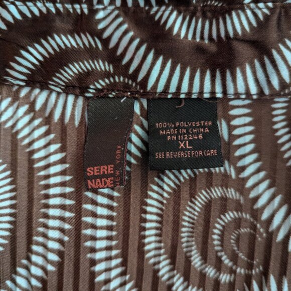 Sere Nade New York Brown and Blue Button Down Light Weight Blouse XL - Picture 3 of 5